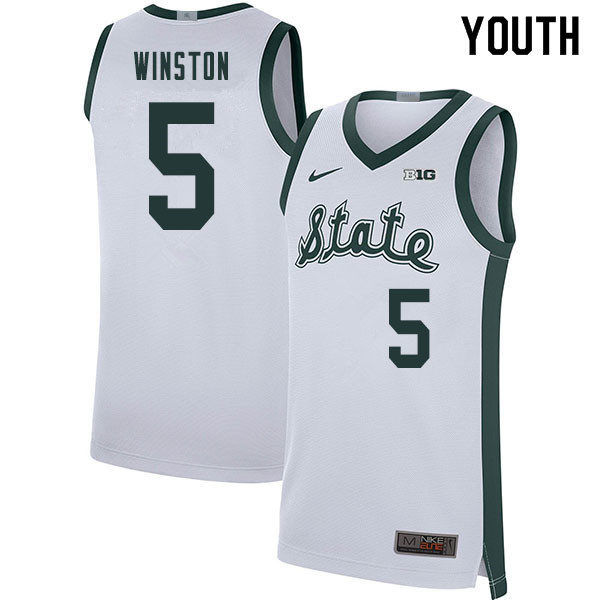 Youth Michigan State Spartans #5 Cassius Winston NCAA Nike Authentic White Retro College Stitched Basketball Jersey FE41H16YN